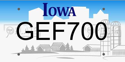GEF700 Iowa License Plate