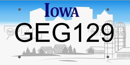GEG129 Iowa License Plate