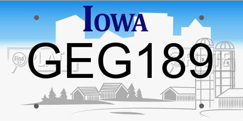 GEG189 Iowa License Plate