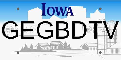 GEGBDTV Iowa License Plate