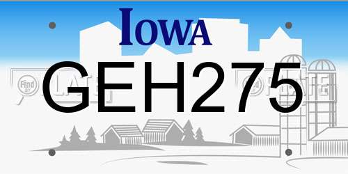 GEH275 Iowa License Plate