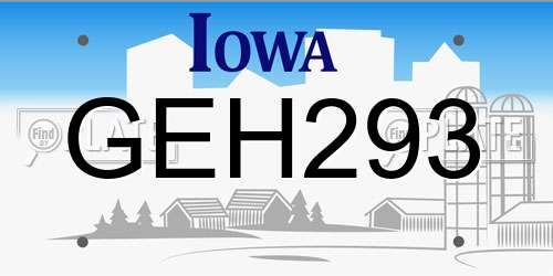 GEH293 Iowa License Plate