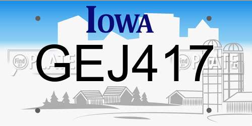 GEJ417 Iowa License Plate