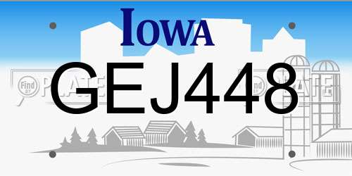 GEJ448 Iowa License Plate