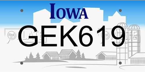 GEK619 Iowa License Plate