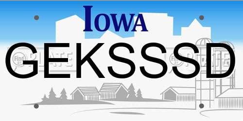 GEKSSSD Iowa License Plate