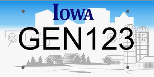 GEN123 Iowa License Plate