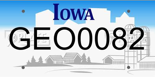 GEO0082 Iowa License Plate