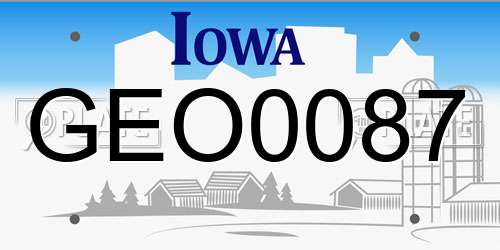 GEO0087 Iowa License Plate