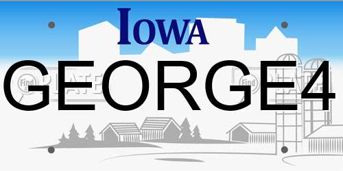 GEORGE4 Iowa License Plate