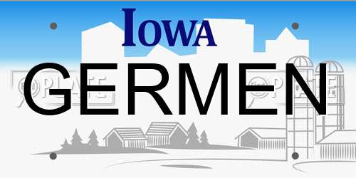 GERMEN Iowa License Plate