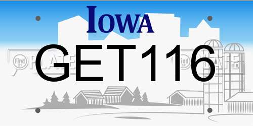 GET116 Iowa License Plate
