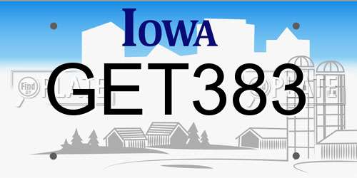 GET383 Iowa License Plate