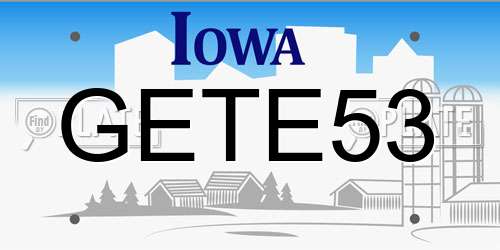 GETE53 Iowa License Plate