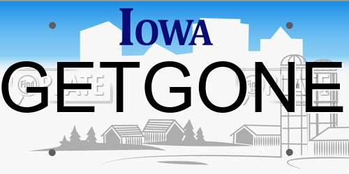 GETGONE Iowa License Plate