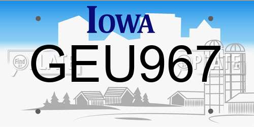 GEU967 Iowa License Plate