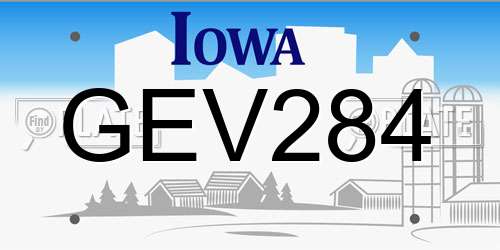 GEV284 Iowa License Plate