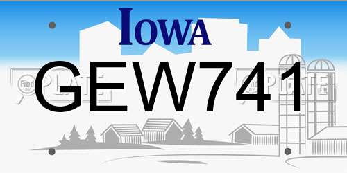 GEW741 Iowa License Plate