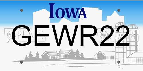 GEWR22 Iowa License Plate