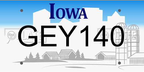 GEY140 Iowa License Plate