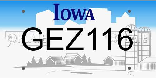 GEZ116 Iowa License Plate