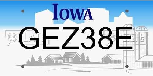 GEZ38E Iowa License Plate