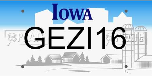 GEZI16 Iowa License Plate