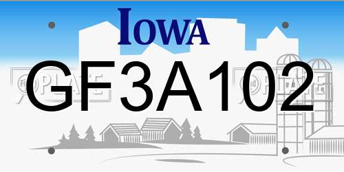 GF3A102 Iowa License Plate