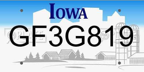 GF3G819 Iowa License Plate
