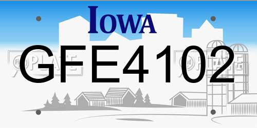 GFE4102 Iowa License Plate