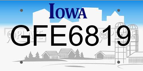 GFE6819 Iowa License Plate