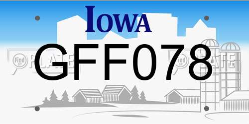 GFF078 Iowa License Plate
