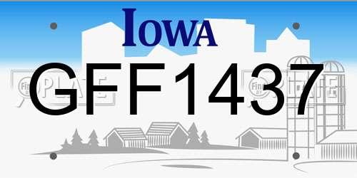 GFF1437 Iowa License Plate