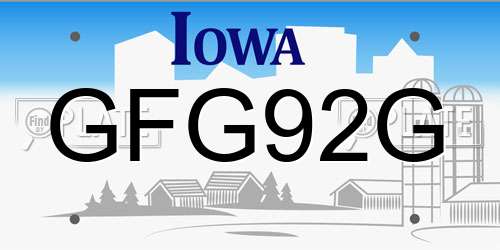 GFG92G Iowa License Plate
