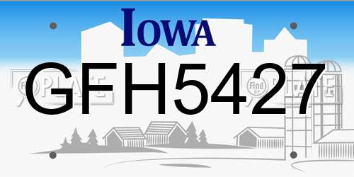 GFH5427 Iowa License Plate