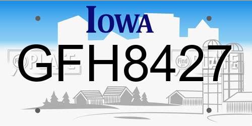 GFH8427 Iowa License Plate