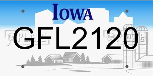 GFL2120 Iowa License Plate