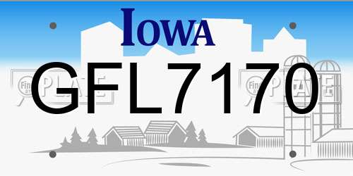 GFL7170 Iowa License Plate