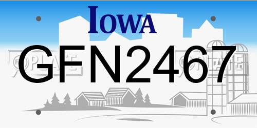 GFN2467 Iowa License Plate