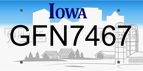 GFN7467 Iowa License Plate