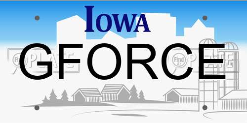 GFORCE Iowa License Plate