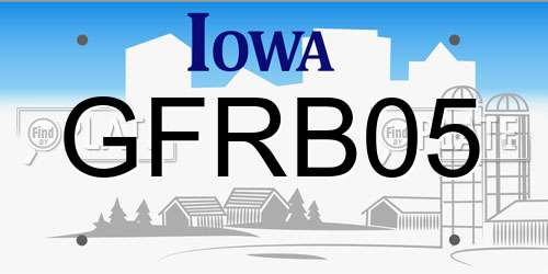 GFRB05 Iowa License Plate