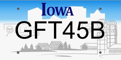 GFT45B Iowa License Plate