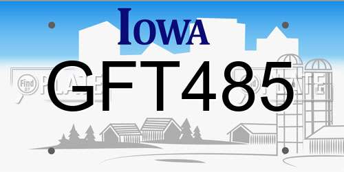 GFT485 Iowa License Plate