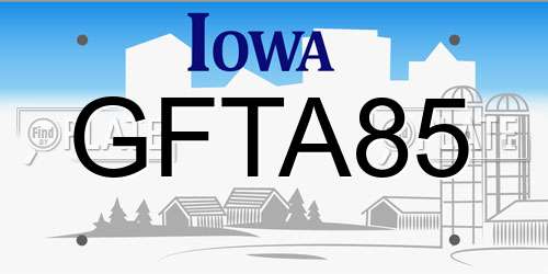 GFTA85 Iowa License Plate