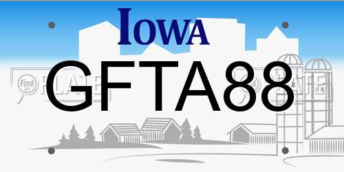 GFTA88 Iowa License Plate
