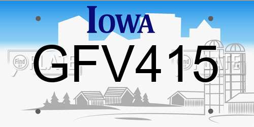 GFV415 Iowa License Plate