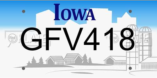 GFV418 Iowa License Plate