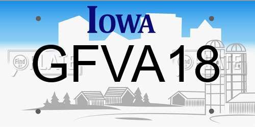 GFVA18 Iowa License Plate