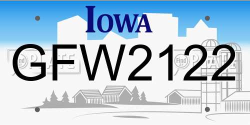 GFW2122 Iowa License Plate